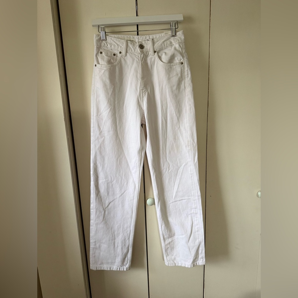 NWT Zara Mom Fit High Waisted Jeans White Denim Jeans 100% Cotton Size US 4 - Picture 6 of 11